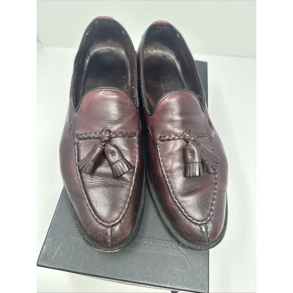 Allen Edmonds The Adams Independence Collection Burgundy Loafers Tassle Sz 10 D
